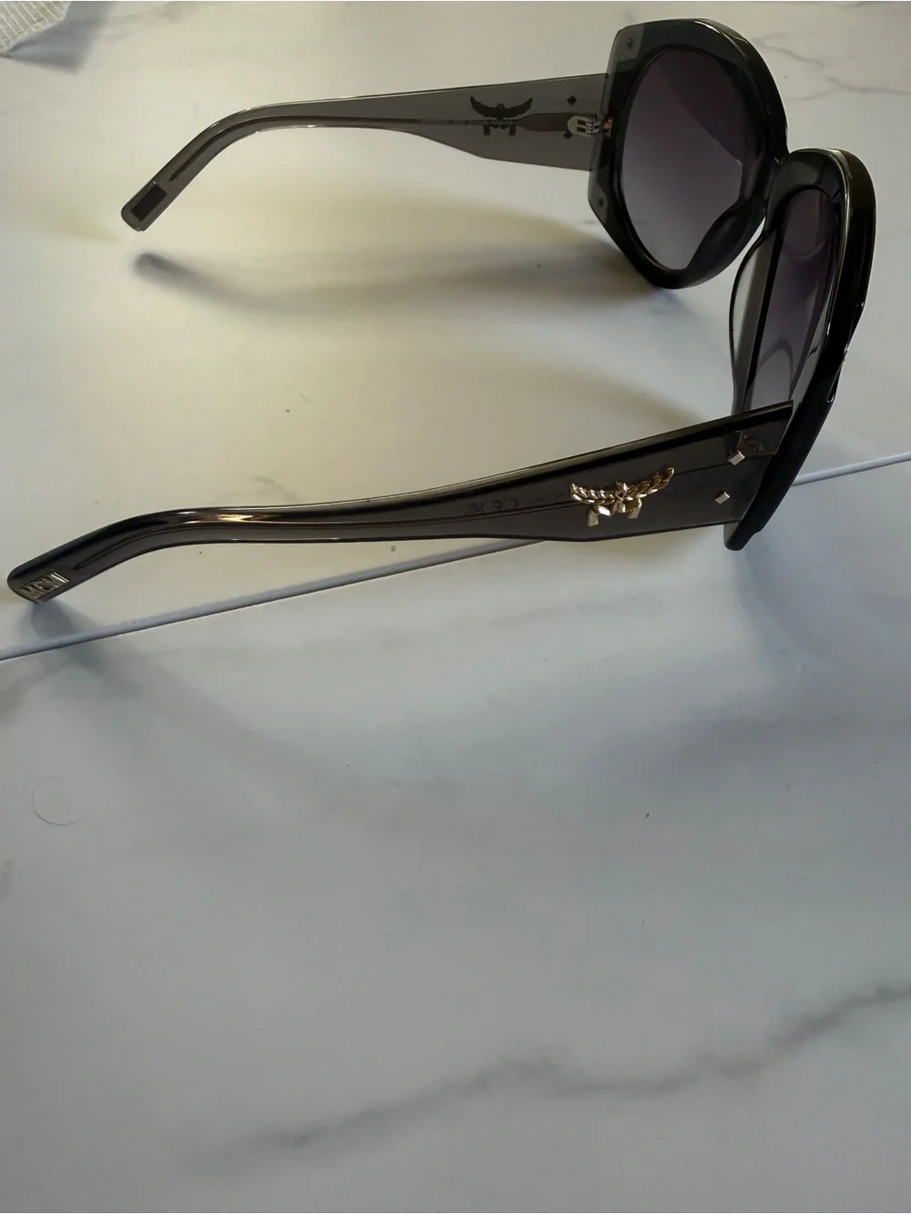 Authentic MCM Women's Black Gradient Sunglasses with Gold Accent